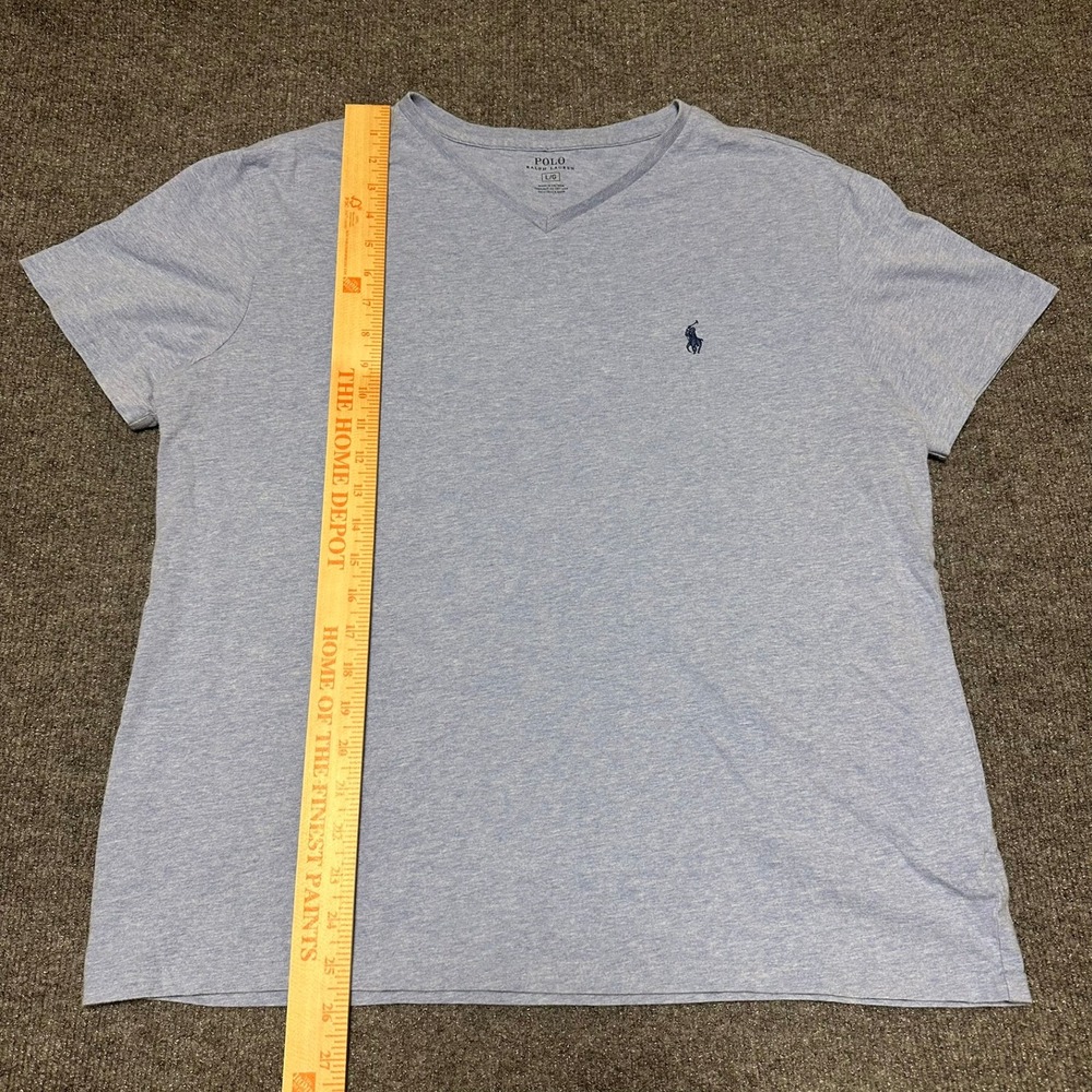 Polo Ralph Lauren Mens V-Neck T-Shirt Light Blue Heathered Size Large - Picture 4 of 5